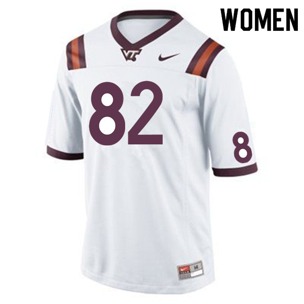 Women #82 James Mitchell Virginia Tech Hokies College Football Jerseys Sale-White